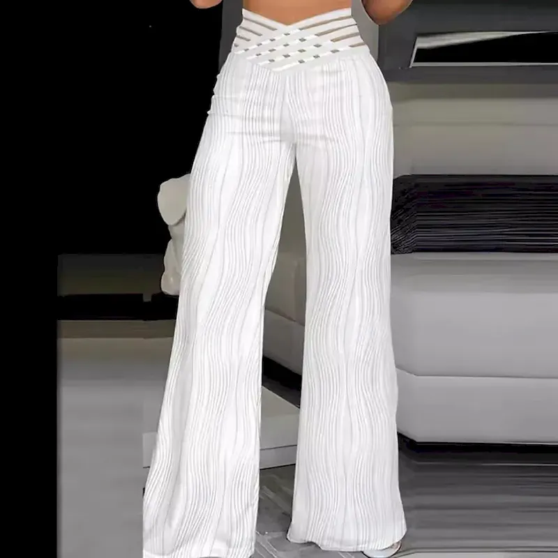 aoqlxs1758253393615.webp Women's Wide Leg Chinos Fashion Streetwear Full Length High Waist Plain Elastic Waistband Comfy Soft Comfortable Stretchy Formal Outdoor Vacation Black White Yellow Pink Spring Fall Loose Fit - Image 1